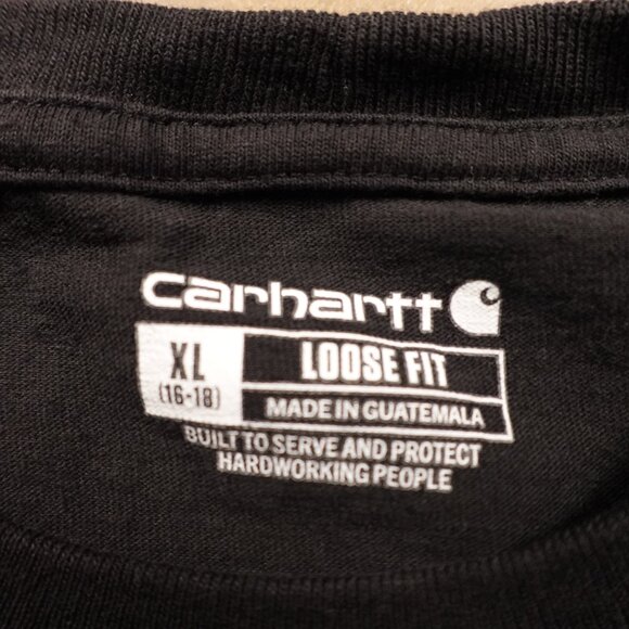 Carhartt Pocket T-Shirt Boys XL Black Loose Fit Workwear Cotton - Picture 2 of 7